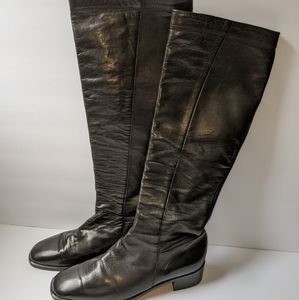 Cole Haan Knee High Leather Black Boots